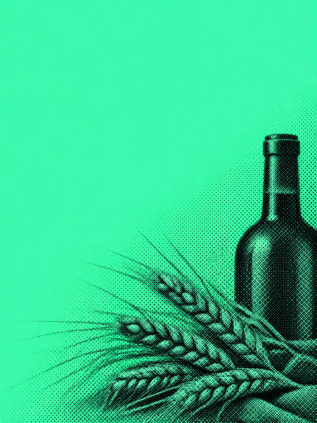 Editorial illustration of barley and a wine bottle; not documentary evidence