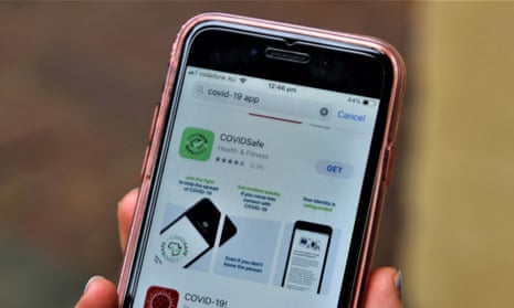 Phone showing an app-store page, photographed in the Guardian’s original launch report