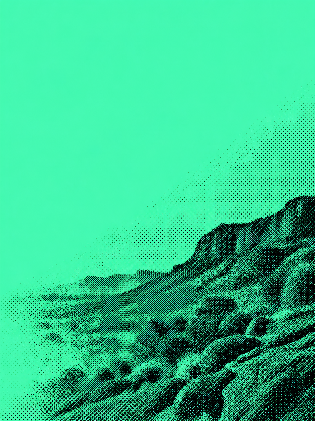 Editorial illustration of a rocky landscape