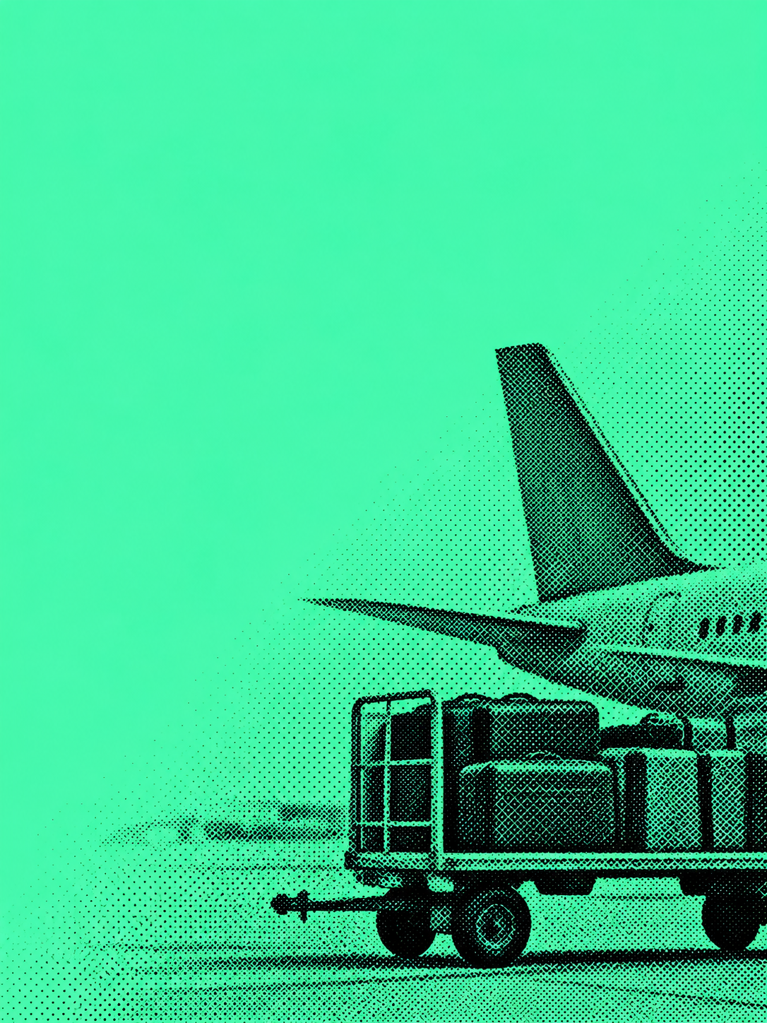 Editorial illustration of aircraft and ground-handling equipment