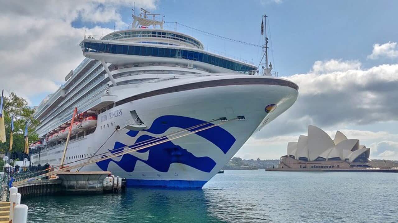 Archive photograph of the Ruby Princess at Circular Quay accompanying SBS’s original outbreak report