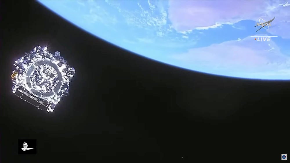 James Webb Space Telescope separating from the Ariane 5 upper stage after launch
