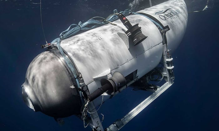 Titan pictured underwater in the selected June 2023 Guardian report; not an image of its final dive