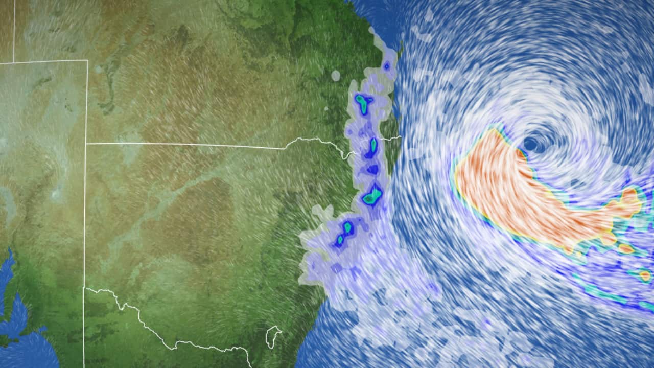 Early SBS weather visualisation showing Cyclone Alfred off the Queensland coast