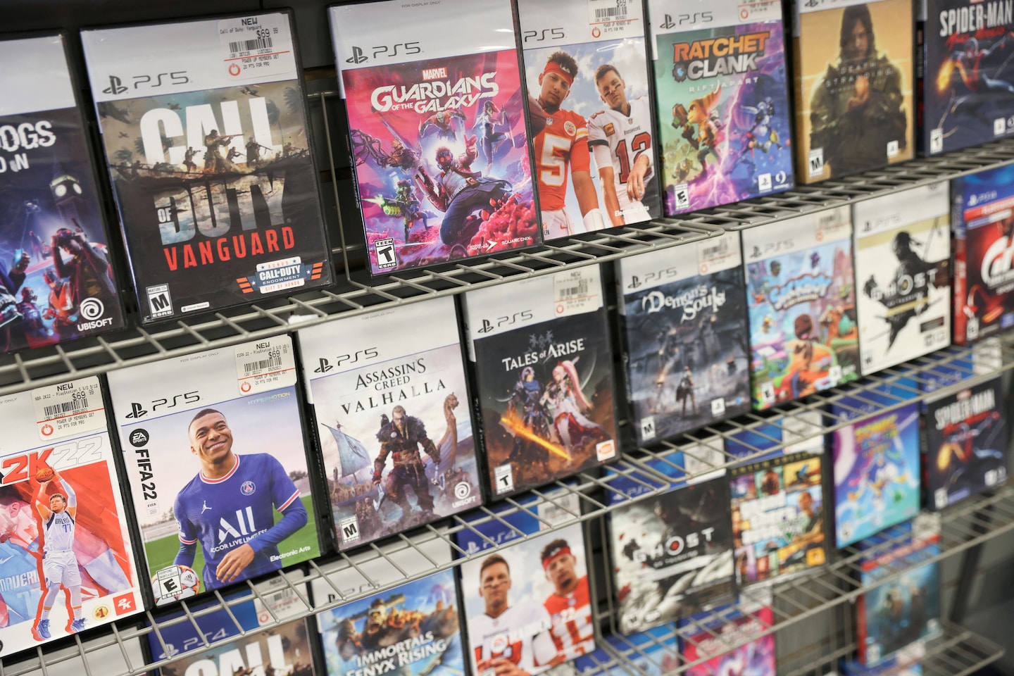 PlayStation games on sale in a Manhattan shop in 2021, pictured in the July 2026 Washington Post report